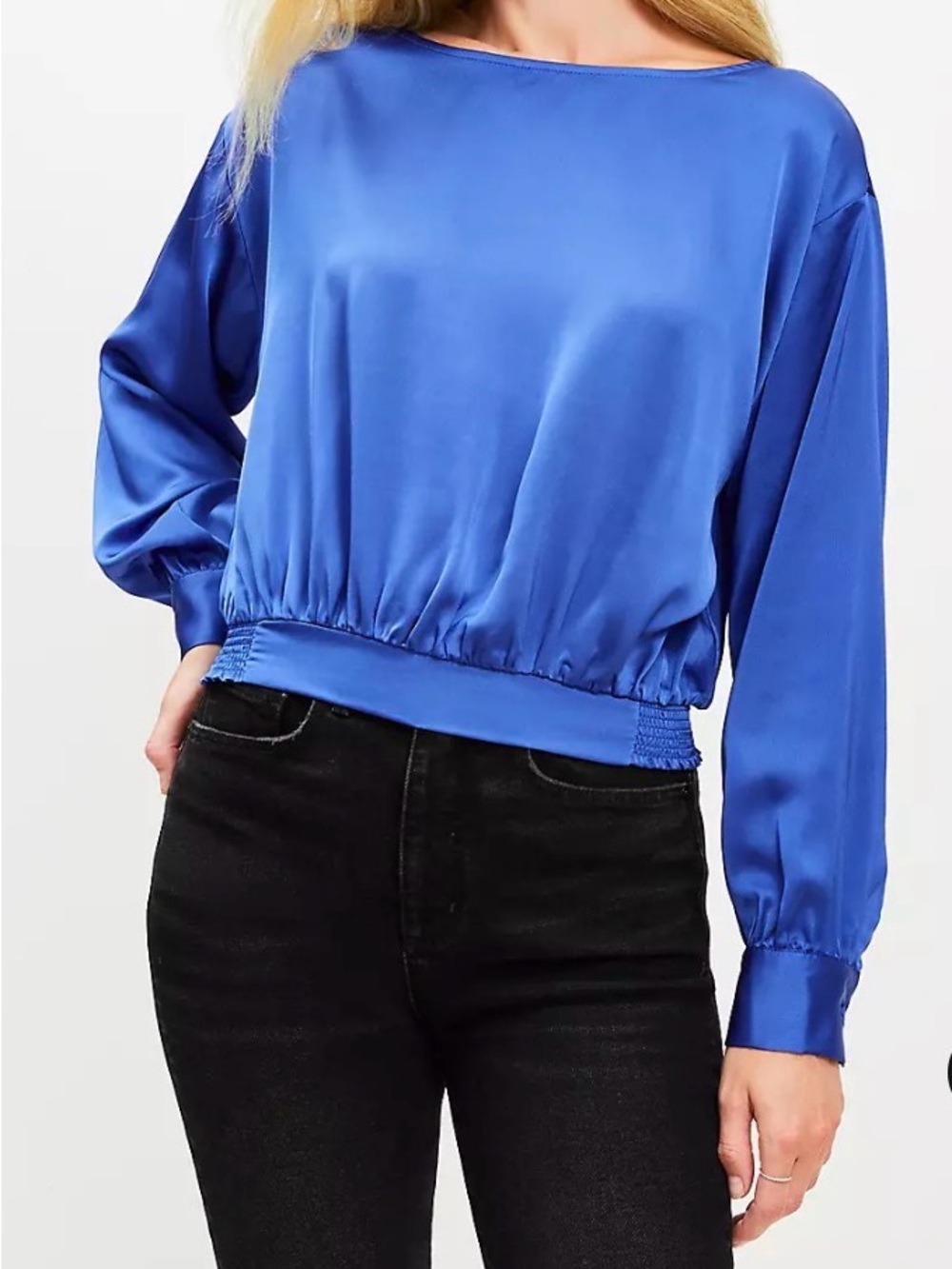 LOFT Satin Bubble Hem Blouse